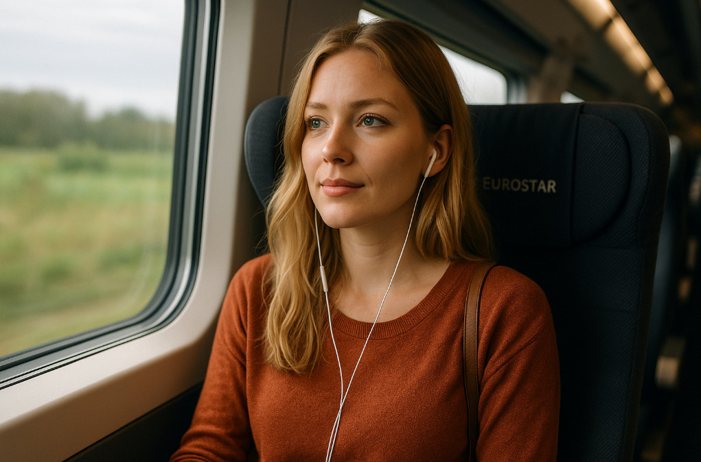 jeune femme voyageant à bord de l'eurostar