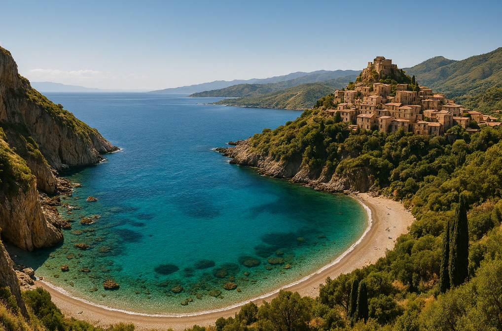 plage avec eua turquoise en sicile